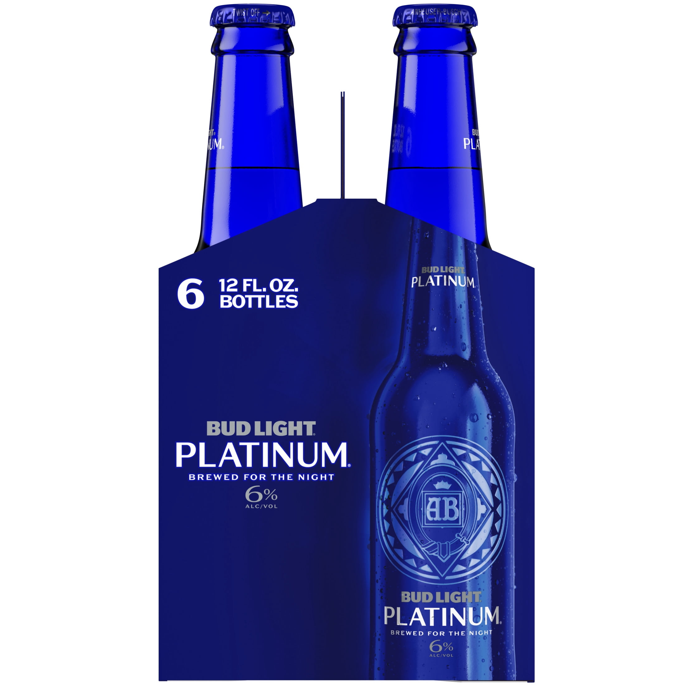 Bud Light Platinum American Lager Beer 6 pack 12 fl oz Glass Bottles 6% ABV