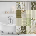 thumbnail image 3 of Spring Floral Shower Curtain, Waterproof Shower Curtains for Bathroom, Yellow Flowers Botanical Patchwork Grid Bohemia Washable Fabric Bathtub Curtain Set Bath Decor with 12 Hooks Standard 72"x72", 3 of 8