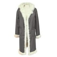 thumbnail image 6 of Mens Big Tall Shearling Coat Sherpa Fleece Lined Leather Jacket Warm Long Trench Hood Outwear for Christmas, 6 of 6