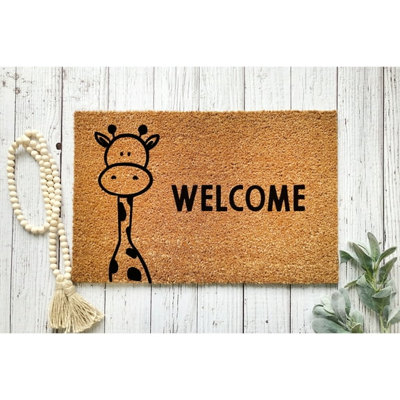 Doormat Giraffe Welcome Mat Funny Doormat Funny Mat Rug First House Gi (18" x 30") #5380