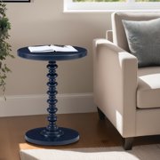 Linon Spectrum 18.5 Round Spindle Accent Table in Black Painted Wood