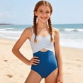 thumbnail image 2 of HAYIMI Child Summer Girls High Waist Swimsuit With Adjustable Straps And Removable Padded Cups For Teen And Youth Swimwear Boho Kids Beach Bathing Suit, 2 of 6