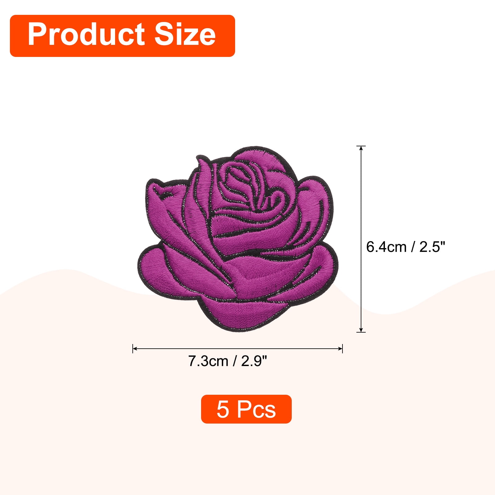Unique Bargains Rose Embroidered Patch Appliques Flower Sew Iron on Patches Purple