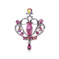 thumbnail image 1 of Antique Shiny Rose Pink Rhinestones Royal Princess King Crown Brooch Pin, 1 of 1