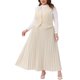 thumbnail image 2 of Conjunto elegante de 2 piezas para mujer de tallas grandes Agnes Orinda, top halter sin espalda y falda maxi plisada 2X beige, 2 of 6