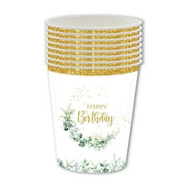 Guozer 20PCS Disposable Paper Cups Happy Birthday Party Supplies Set Leaf Themed Disposable Tableware