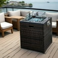 thumbnail image 2 of Spaco 24" Square Propane Gas Fire Pit Table, 50000 BTU Fire Pit, Tile Tabletop with Beautiful Wicker Base for Outdoor as Patio, Deck, Backyard, Brown, 2 of 6