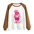 thumbnail image 4 of Gibobby Divertidas Sudaderas Sudadera con capucha informal sin sombrero con cuello redondo y mangas raglán con estampado divertido del día de San Valentín para mujer (Marrón, M), 4 of 5