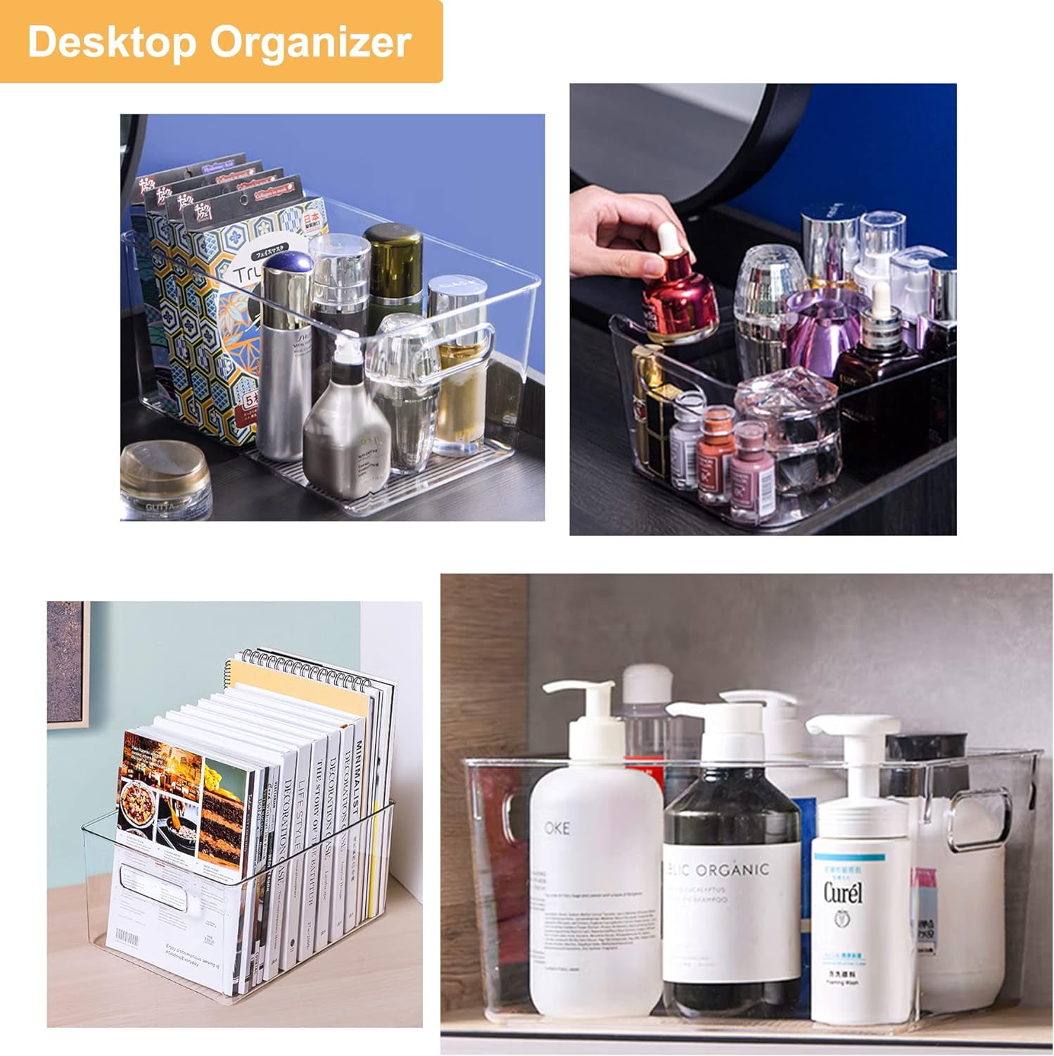 10Pcs Plastic Pantry Organization and Storage Bins with Drawer Organizers Clear Fridge Organizer for Kitchen Snack Cabinet Freezer Countertops