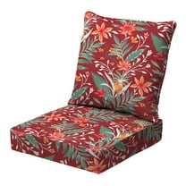 ARDEN earthFIBER Outdoor Deep Seat Cushion Set, 24 x 24, Water repellent, Fade Resistant, Deep Seat Bottom and Back Cushion for Chair, Sofa 24 x 24, Luau Red Tropical Floral