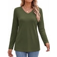 thumbnail image 2 of MOSHU 3 Pack T Shirts for Women V Neck Long Sleeve Womens T-shirts Casual Basics Tees Loose Fit Fall Tops, 2 of 11