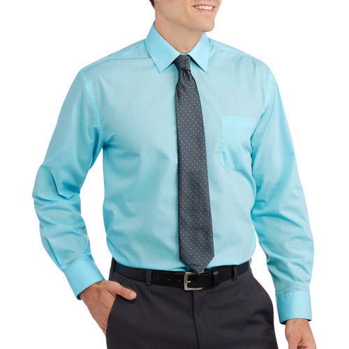 Men's Solid Dress Shirt with Matching Tie - Walmart.com