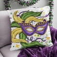 thumbnail image 2 of Mardi Gras Throw Pillow Covers 20 x 20 Inch Set of 4, Striped Queen of Mardi Beads Eye Mask Fleur De Lis Decor Pillowcases for Home Sofa Couch Cushion Decoration G420-20, 2 of 6