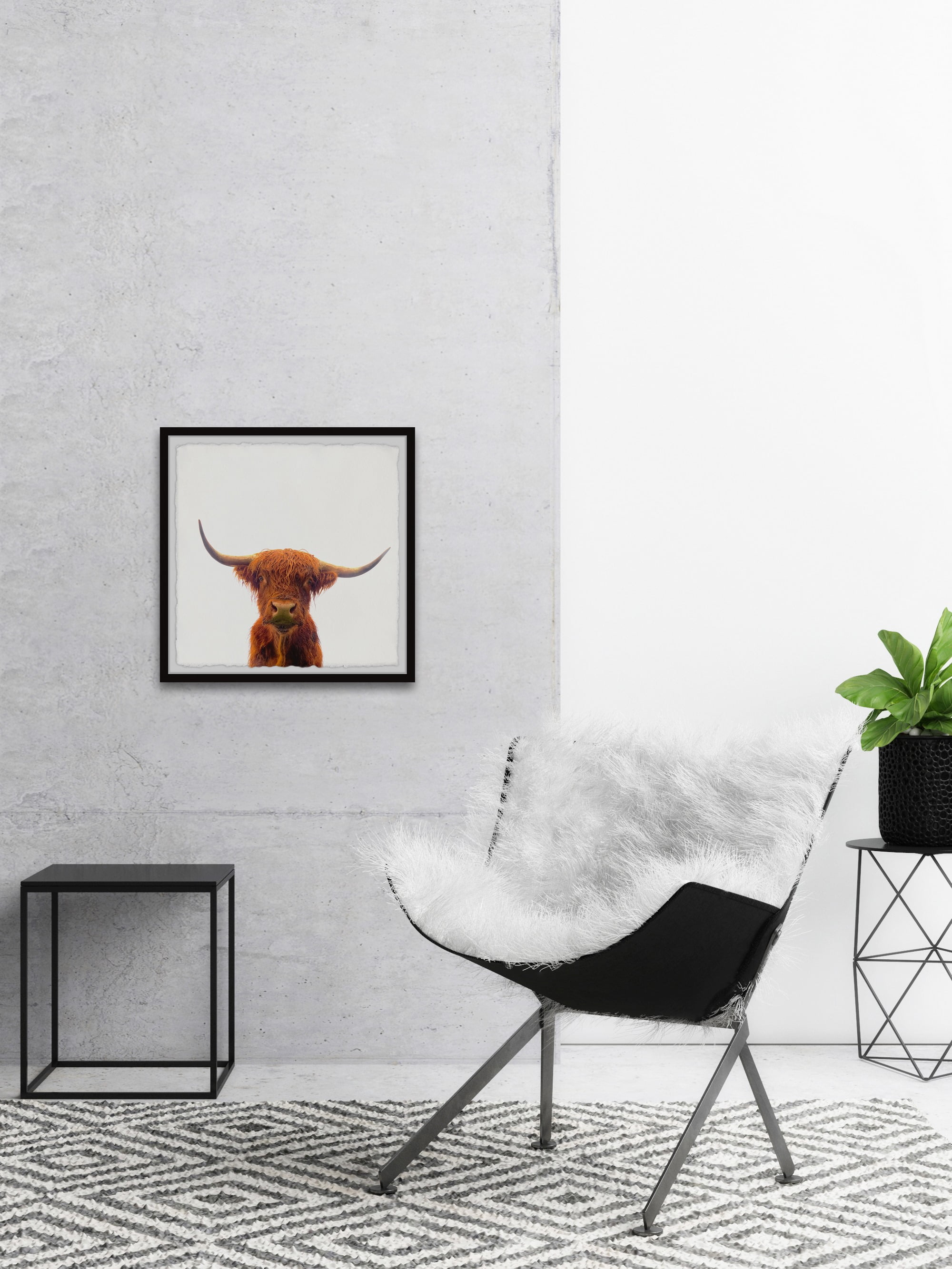 Marmont Hill The Orange Buffalo Framed Wall Art, 18" x 18"
