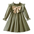 thumbnail image 5 of StSilkitty Girls' Bowknot Dress Puff Long Sleeve Crewneck Ruffle Midi Dresses Fall Lightweight Casual Soft Outfits, 5 of 9