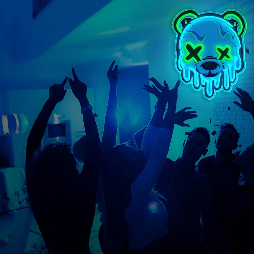 Arctic Polar Bear LED Neon Sign - USB-powered, dimmable mood light with cute design. Perfect for home, bar, cafe, or office. Easy installation, no batteries needed.