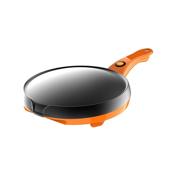 destyer Crepe Maker Metal Non-Stick Pancake Pan Household Electric Griddle with Handle Hook US Plug Orange
