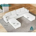 thumbnail image 4 of VanAcc Sectional Sofa, 114" Modular Sectional Sofa with USB Ports & Cup Holders, 8 Seats U Shaped Couch with Storage, 6 Pieces Set White Bouclé, 4 of 6