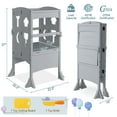 thumbnail image 3 of Costway Folding Kitchen Kids Step Ladder Stool Wooden Toddler Safety Tower Helper Gray, 3 of 10
