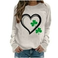 thumbnail image 2 of JTZGDY St. Patrick's Day Green Shirts for Women Cute Shamrock Heart Print Long Sleeve Crewneck Pullover Sweatshirts Fashion Holiday Graphic T-Shirts Trendy Cozy Outfit Clothes A-Khaki XL, 2 of 8
