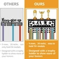 thumbnail image 6 of 1 Set Football Medal Holder Sports Medal Hanger Display with Trophy Shelf Awards Ribbon Organization Hooks Metal Rack Wall Mount Hold 60+ Medals for Soccer Athletes Players Race 15.7x8x4 Inch, 6 of 7