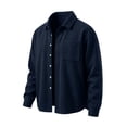 thumbnail image 4 of Kaemgyyd Boys Fall Corduroy Shacket Jacket Long Sleeve Button down Collar Shirts Kids Solid Color Casual Clothes for School（Navy,8-9 Years）, 4 of 9