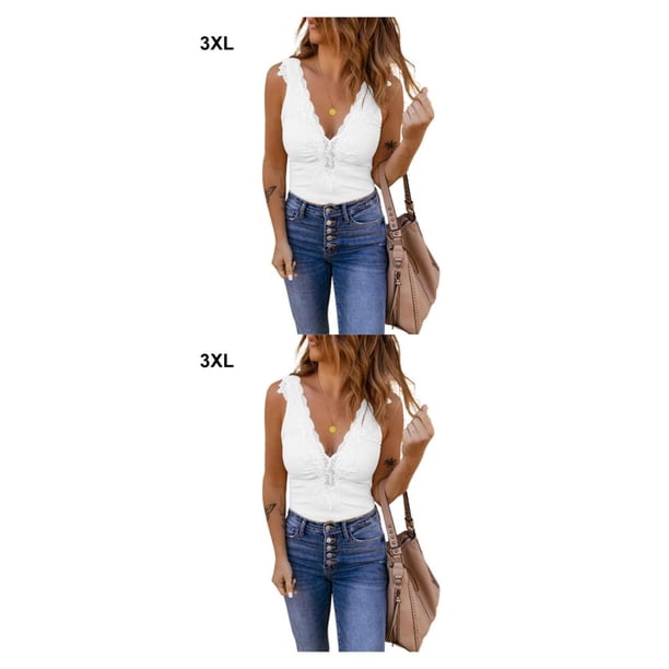 Sonducket Camisetas sin mangas para mujer con capas fáciles para cualquier ocasión, camiseta sin mangas para mujer, blusa informal transpirable Blanco 3XL,1 2piezas