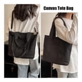 thumbnail image 3 of Bolso Tote Multibolsillos con Cremallera, Bolso de Lona Hecho A Mano JaponéS con Compartimentos, MultifuncióN Negro, 3 of 6