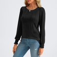 thumbnail image 5 of Yaruuzi Long Sleeve Shirts for Women Mock Neck Tops Pleated Front Blouses Puff Sleeve Boho Tops Dressy Casual Spring Fall Clothes 2026 Fashion Loose Tunic Tops Business Work Blouse Black L, 5 of 8