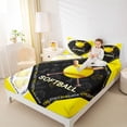 thumbnail image 4 of jejeloiu Softball Game Gaming Full Size Sheets,Ball Sport Theme Bed Sheets For Boys Teens 4pcs, 4 of 7