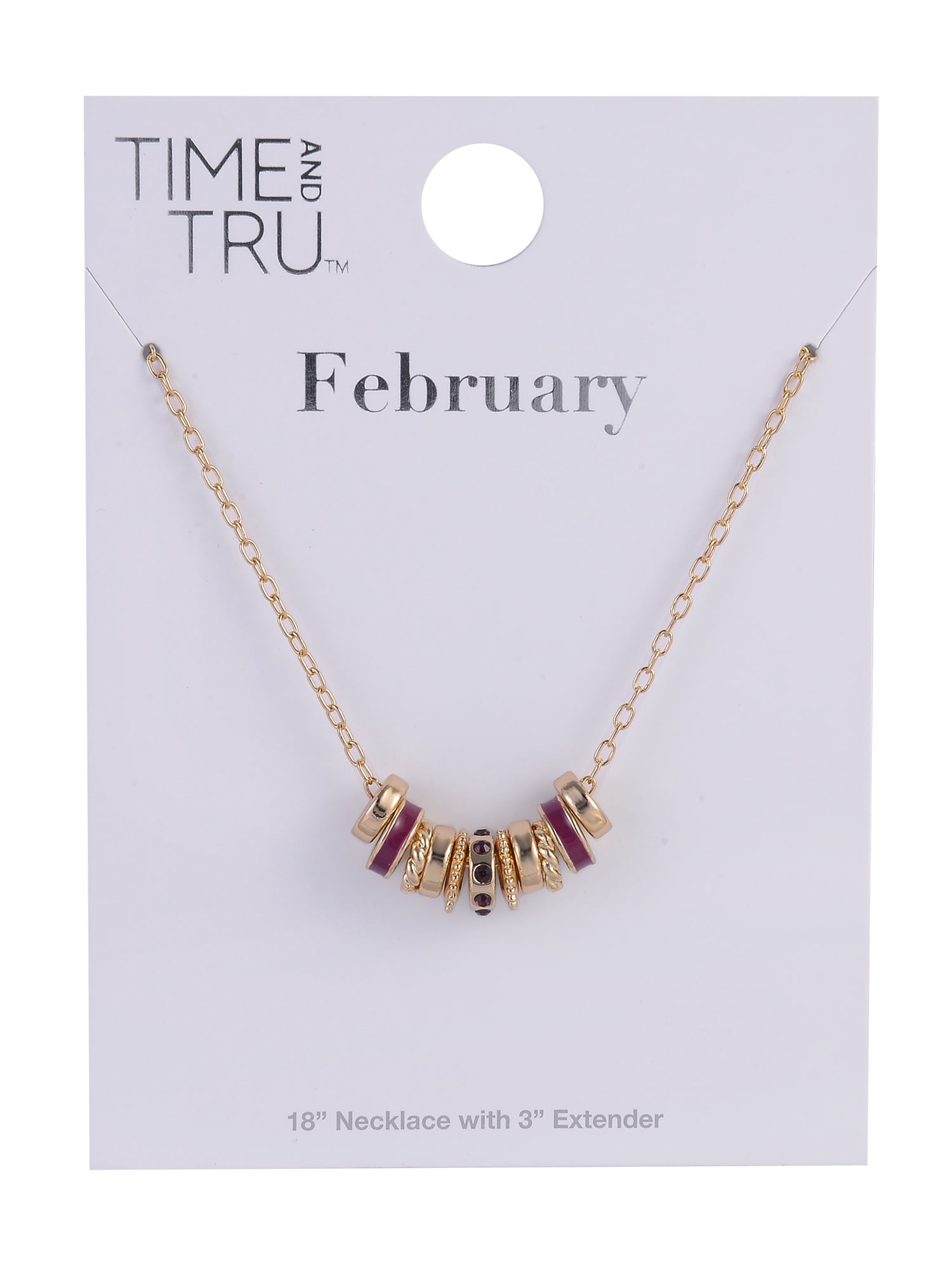 Time and Tru Goldtone Chain with Amethyst Birthstone "February" Necklace