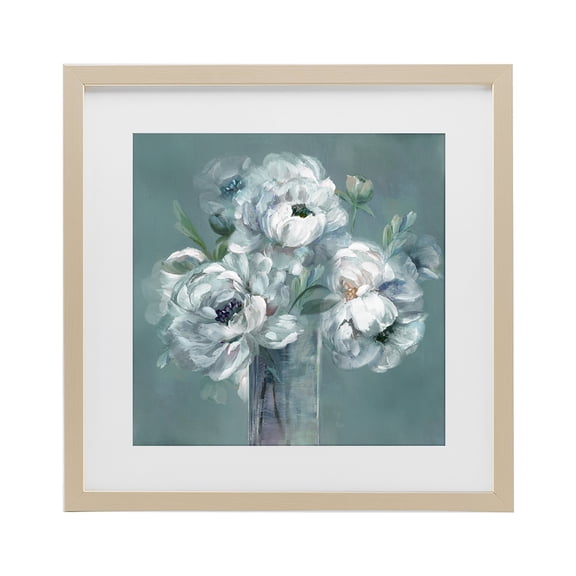 Stupell Industries White Peony Impression in Vase Birch Framed Print Under Glass, design by Nan