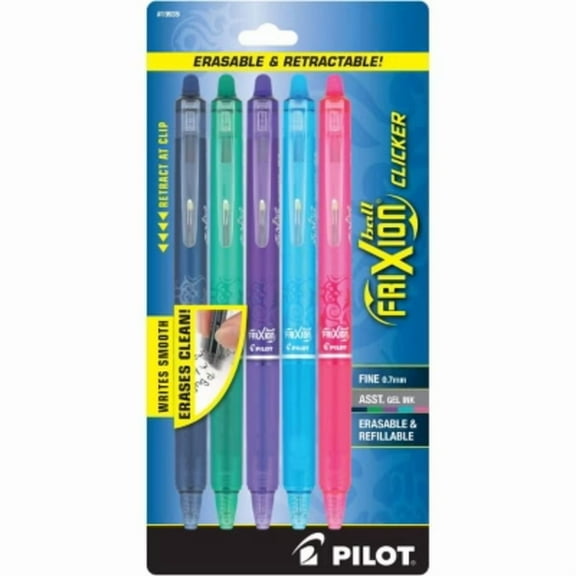 Pilot 5pk FriXion Clicker Erasable Gel Pens Fine Point 0.7mm Assorted Inks