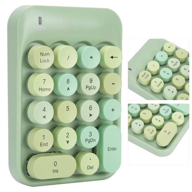 2.4G Numeric Keyboard with Chocolate Keycap, Game Direction Switching, Stable Connection, Quiet Typing, Long Battery Life for XP Win7 Win8 Win10 IOS