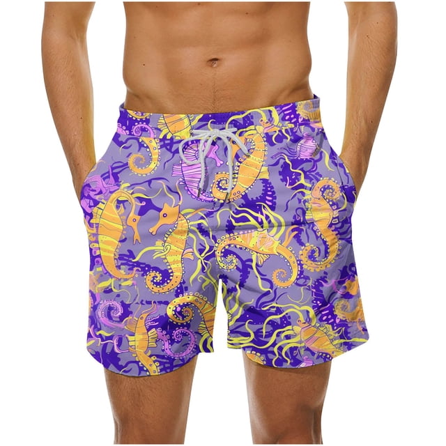 Men's Big&Tall Swim Trunks, Mens Swim Trunks with Pockets Board Beach Shorts Quick Dry Swim Shorts Bathing Suits Tropical Shorts for Men S-5XL Bathing Suits Woman Clearance