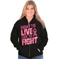 thumbnail image 3 of Fight to Live Breast Cancer Zip Hoodie Sweatshirt Women Brisco Brands S, 3 of 6