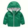 thumbnail image 2 of Fozruso School Winter Coats Jackets 18-24 Months,Girls Hooded Windbreaker Jacket Lightweight Raincoat Outdoor Autumn Zippered Coat For Children Green, 2 of 6