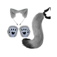 thumbnail image 4 of Conjunto de orejas y cola de animal, diadema con orejas para pelo para actuaciones en escenario durante las festividades. Gris, 4 of 8