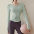 thumbnail image 2 of Nude Quick-Drying Slim Breathable Yoga Running Sports Long-Sleeved T-Shirt - Green M, 2 of 6