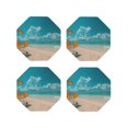 thumbnail image 1 of Vsdgher Shopping Cart On Tropical Beach Print Leather Coasters for Drinks, Durable Drink Coasters 4 Set for Tabletop Protection, Luxurious Home Décor and Housewarming Gift-Octagon, 1 of 6