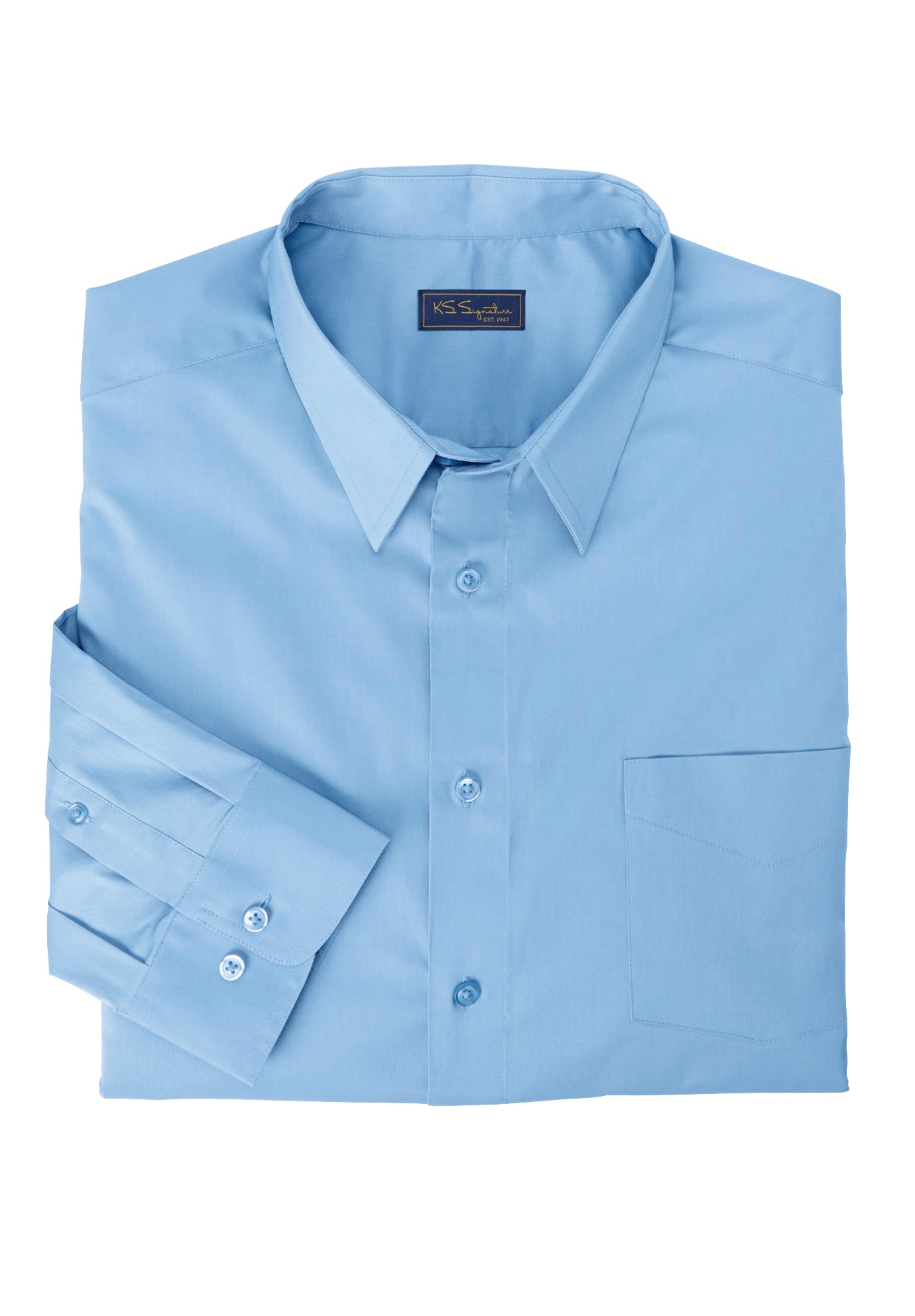22 35//6 Big KingSize KS Signature Mens Big /& Tall No Hassle Long-Sleeve Dress Shirt Royal Blue