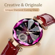 Watch for Women Round Quartz Waterproof Wristwatches Luxury Jewelry Design Watches Leather Band Ladies Watch Gift for Women
