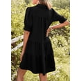 thumbnail image 5 of Casual Dresses for Women Lapel Collared V Neck Mid Sleeved Pleated Summer Dresses for Women Midi Dresses, 5 of 6