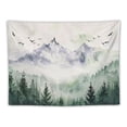 thumbnail image 5 of ONETECH Mountain Forest Tapestry, Misty Foggy Sage Green Tree Landscape Watercolor Art Wall Tapestries, Nature Scenery Tapestry for Bedroom Living Room Backdrop, 5 of 6