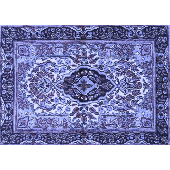Ahgly Company Machine Washable Indoor Rectangle Persian Blue Traditional Area Rugs, 8' x 12'