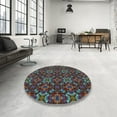 thumbnail image 4 of Ahgly Company Machine Washable Indoor Square Transitional Grayish Turquoise Green Area Rugs, 4' Square, 4 of 7