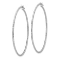 thumbnail image 2 of 925 Sterling Silver Rhodium Plated Womens Diamond Cut 1.5mm x 52mm Hoop Earrings, 2 of 4