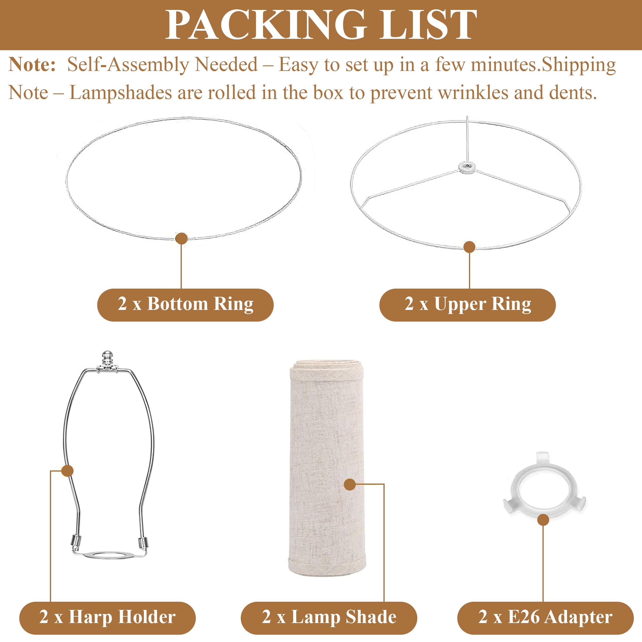 Aovky Lamp Shades Set of 2, Drum Lampshades 11.6" Top x 12.6" Bottom x 9.8" Height with Spider Fitter, Large Beige Replacement Fabric Lampshades for Table Lamps and Floor Lamps, Easy Assembly