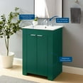 thumbnail image 4 of Sink Vanity Cabinet, Melamine, Green White, Modern Contemporary Urban Design, Hotel Bedroom Bathroom Master Suite Guest, 4 of 10