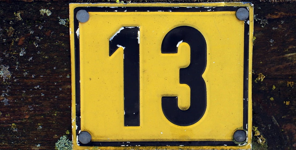 Pay Symbol Odd Unlucky Number 13 Thirteen Number-12 Inch BY 18 Inch